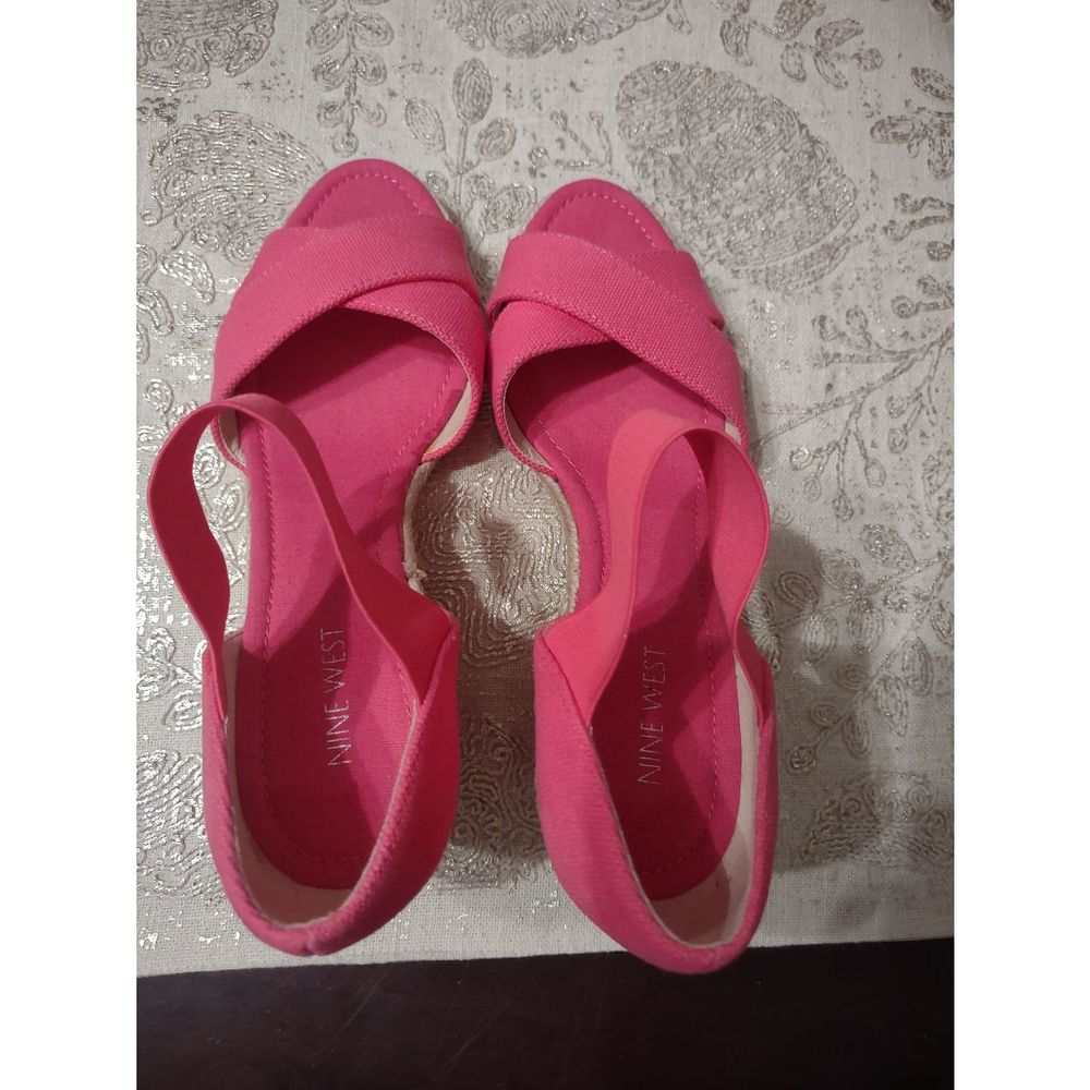 Nine west, hot pink, wedge strap sandals, brand new never worn